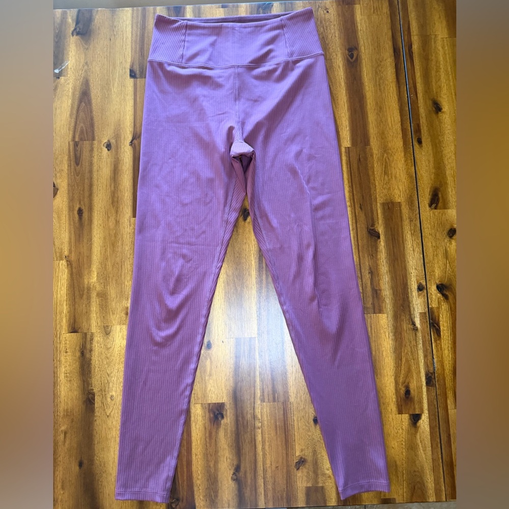 Girlfriend Collective Mauve Pink Ribbed High Waisted Rise Leggings Size Medium
